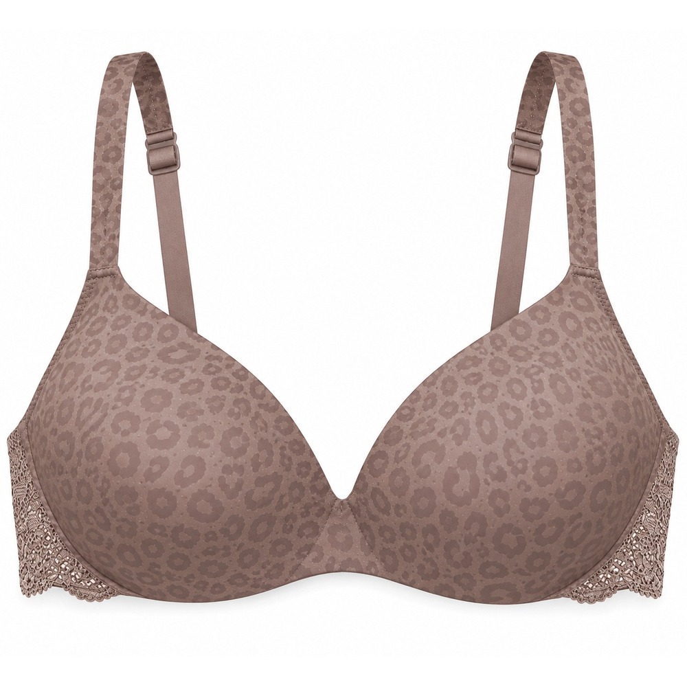 SKIMS Leopard Print Bra Women 34A Brown Lace Wireless Triangle Bra Lingerie Chic